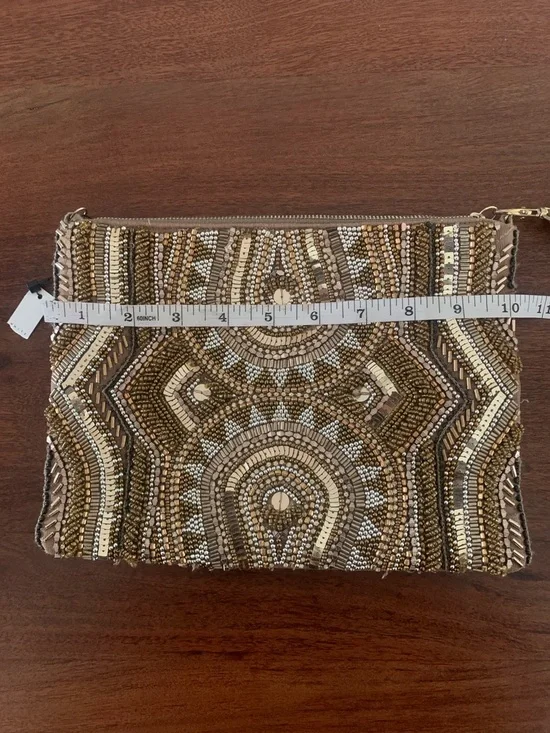 NWT, Deco Vibes Beaded Wristlet with Removable Gold Chain Crossbody Strap - Picture 10 of 11